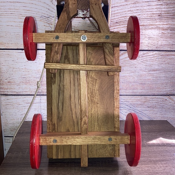 Vintage EUC Wooden 2 Horses & Wagon Pull Toy - Picture 11 of 12